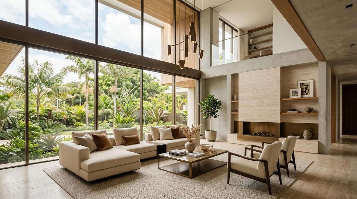 Double Volume Living Room
